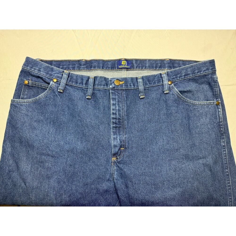 Wrangler Men's 47MWZ Regular Fit Straight Leg Western Blue Jeans - Size 44x30 - Picture 5 of 7